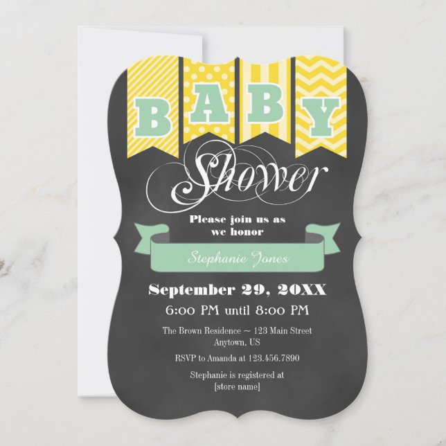 Invitation de l'indicateur Baby shower du tableau  (Devant)