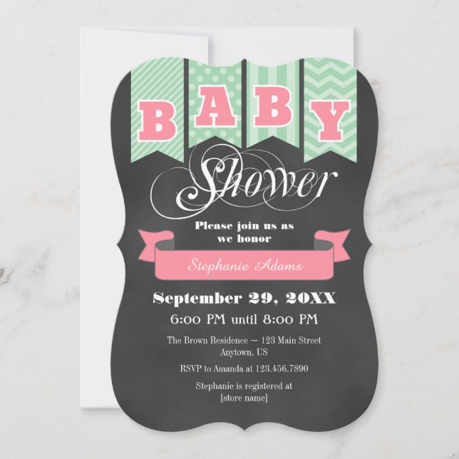 Invitation de l'indicateur Baby shower du tableau  (Devant)