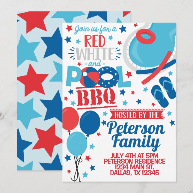 invitation de l'invitation de la partie 4 juillet  (Devant / Derrière)