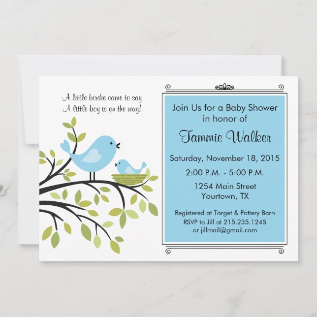 Invitation de Little Bird Baby shower Party (Devant)