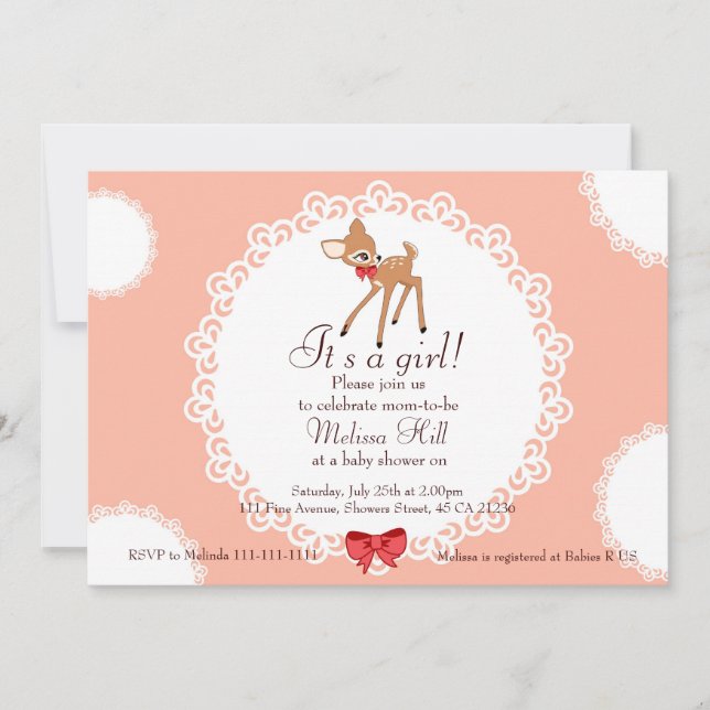Invitation de Little Deer Baby shower (Devant)