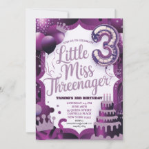Invitation de Little Miss Threenager Violet