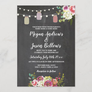 Invitation de l'Mariage Jars Chalk Rustic Floral
