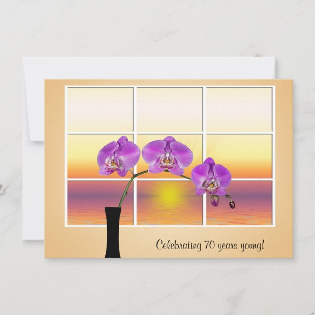 Invitation de l'orchidée d'anniversaire (Devant)