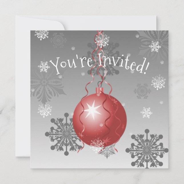 Invitation de l'ornement de Noël fantaisie rouge (Devant)
