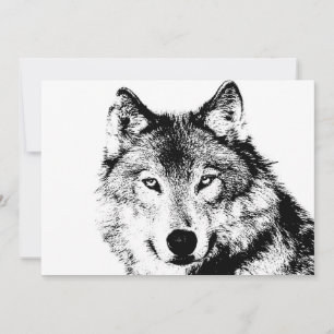 Invitation de loup noir et blanc