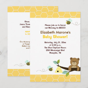 Invitation de l'ours et du Baby shower d'abeilles 