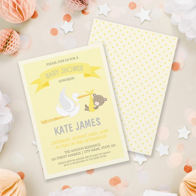Invitation de l'ours jaune et du Baby shower de ci (Créateur téléchargé)