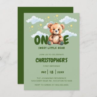 Invitation de l'ours pour le premier anniversaire