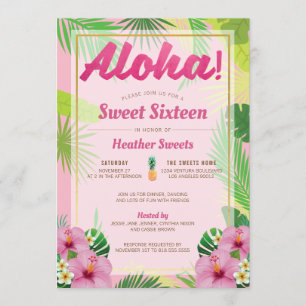 Invitation de l'Sweet sixteen de Luau