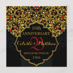 Invitation de luxe Black Red Gold 50th Anniversary