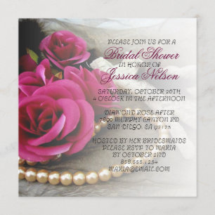 Invitation de luxe Elegant Pearls Rose douche dent