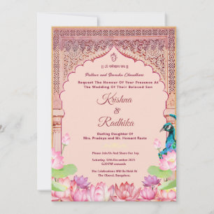 Invitation de luxe ethnique pour mariage indien