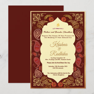 Invitation de luxe ethnique pour mariage indien hi