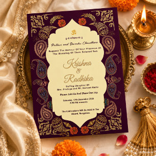 Invitation de luxe ethnique pour mariage indien hi