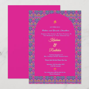 Invitation de luxe ethnique pour mariage indien hi