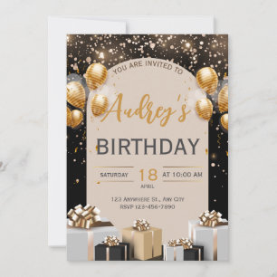 Invitation de luxe pour anniversaire en or noir