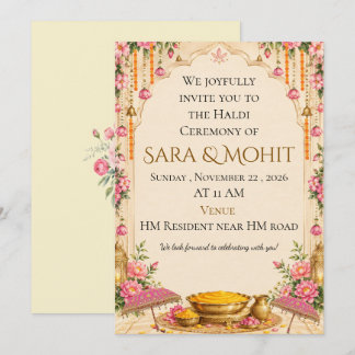 Invitation de luxe pour la cérémonie Haldi de mari