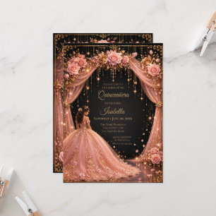 Invitation de luxe pour Quinceañera en or rose Pri