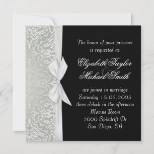 Invitation de luxe Ribbon Silver/Black Mariage dam