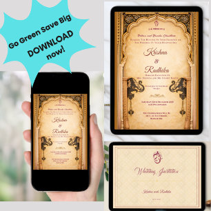 Invitation de luxe royale pour mariage ethnique in