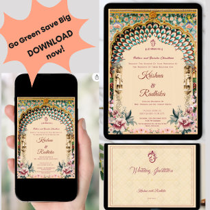 Invitation de luxe royale pour mariage indien ethn