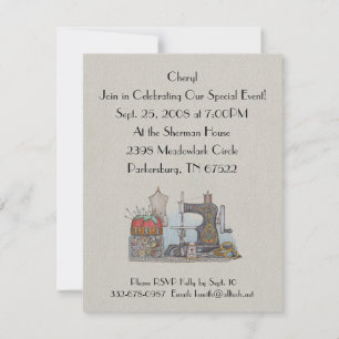 Invitation de machine à coudre alimentée à la main