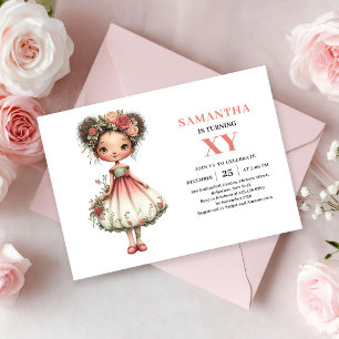 Invitation de magie rose pour l'anniversaire d'une