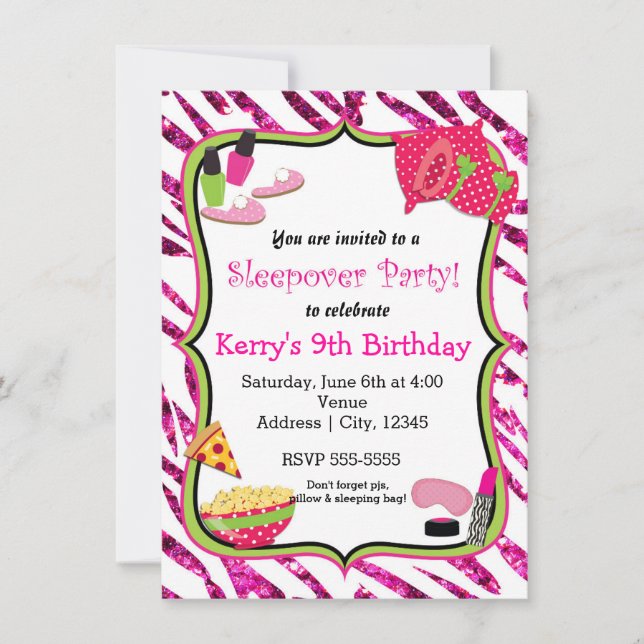 Invitation de maquillage de soirée pyjama pour fil (Devant)