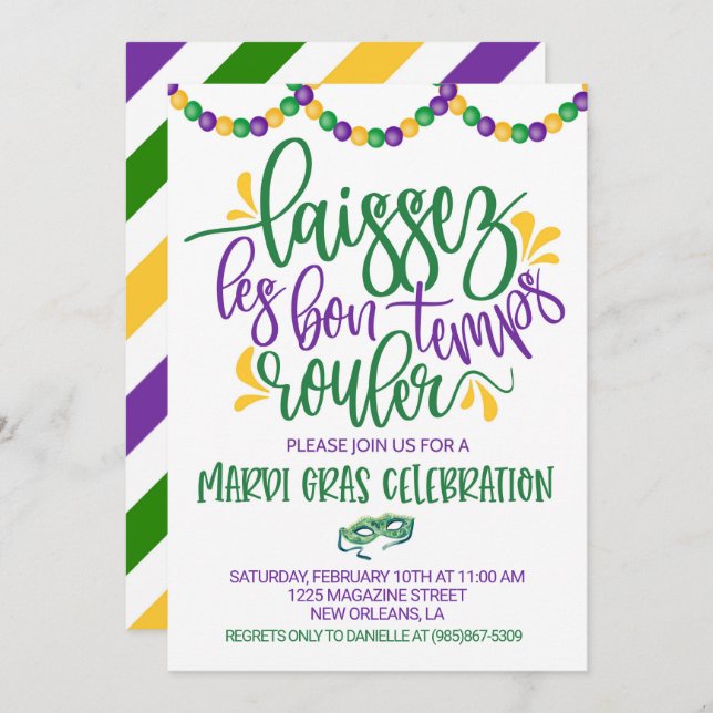 Invitation de Mardi Gras (Devant / Derrière)