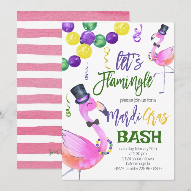 Invitation de Mardi Gras (Devant / Derrière)