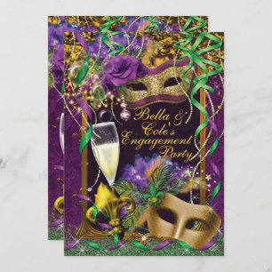 Invitation de Mardi Gras Engagement Party