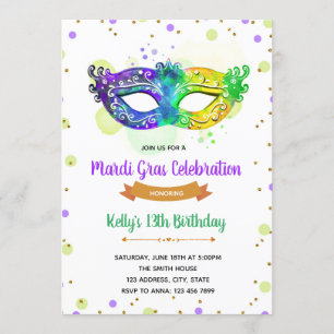 , invitation de Mardi Gras Soiree
