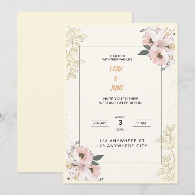 Invitation de mariage (Devant / Derrière)