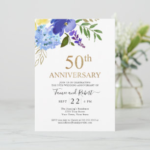 Invitation de mariage 50 ans Purple Blue Gold
