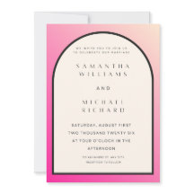Invitation de mariage à arche ombrée rose moderne