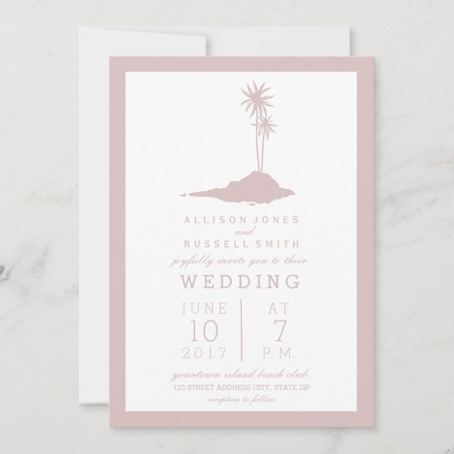 Invitation de mariage à Blush Island Beach (Devant)