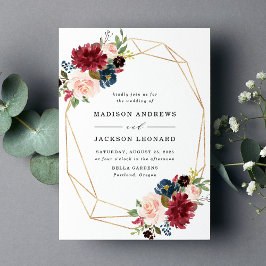 Invitation de mariage à cadre doré | Floral Enchan