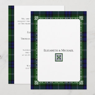 Invitation de mariage à carreaux bleus et verts,Ta
