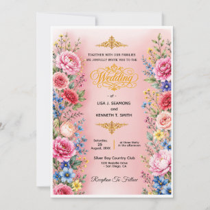 Invitation de mariage à fleurs à l'aquarelle roman