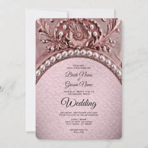 Invitation de mariage à fleurs roses