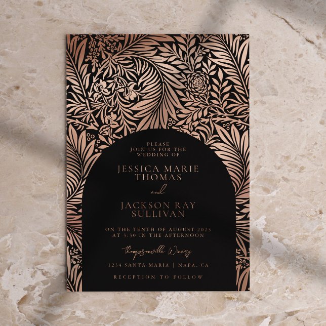 Invitation de Mariage à huile Floral noir et Rose (Créateur téléchargé)