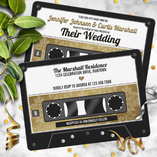 Invitation de mariage à la cassette rétro