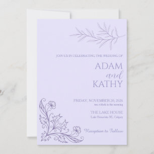 Invitation de mariage à la lavande florale minimal