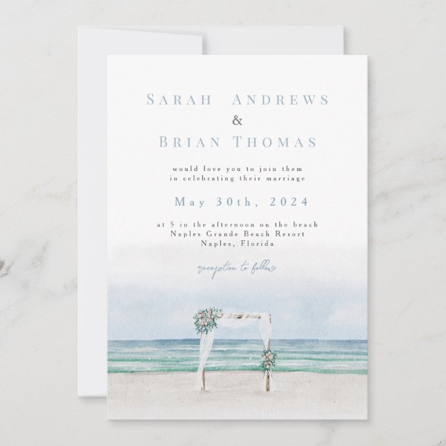 Invitation de mariage à la plage (Devant)