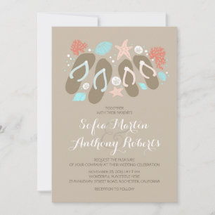 invitation de mariage à la plage moderne avec tong