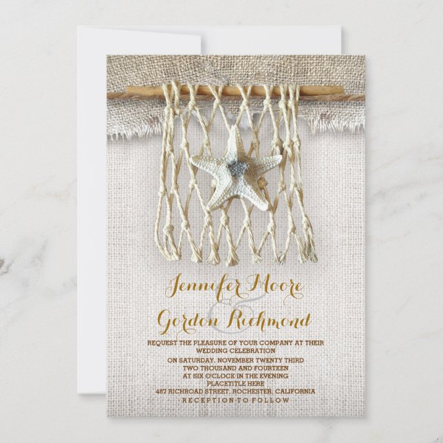 invitation de mariage à la plage rustique (Devant)