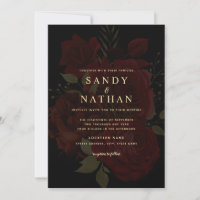 Invitation de mariage à la rose rouge romantique