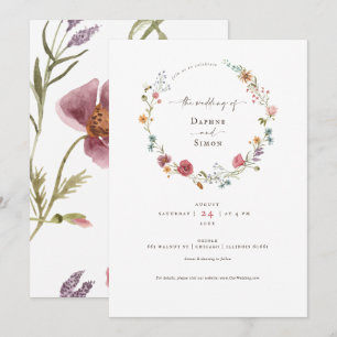 Invitation de mariage à l'aquarelle de fleurs sauv