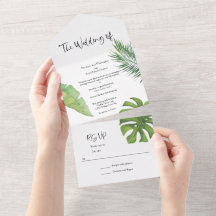 Invitation de mariage à l'aquarelle tropicale tout